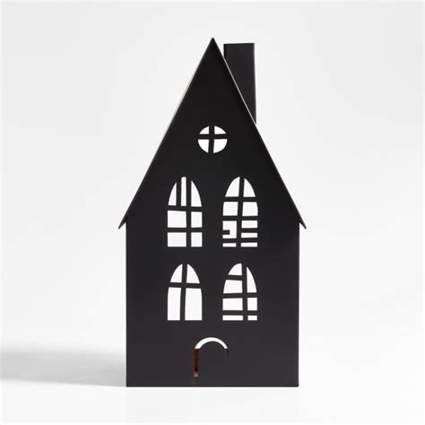 black metal haunted house pendant